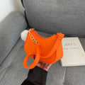 Minimalist Chevron Handbag with Fluffy Charm